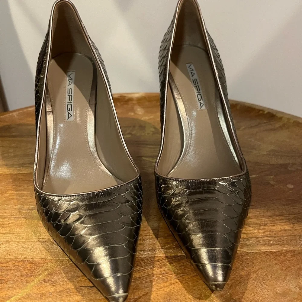 Vintage Via Spiga 4” Metallic heels - Picture 5 of 15